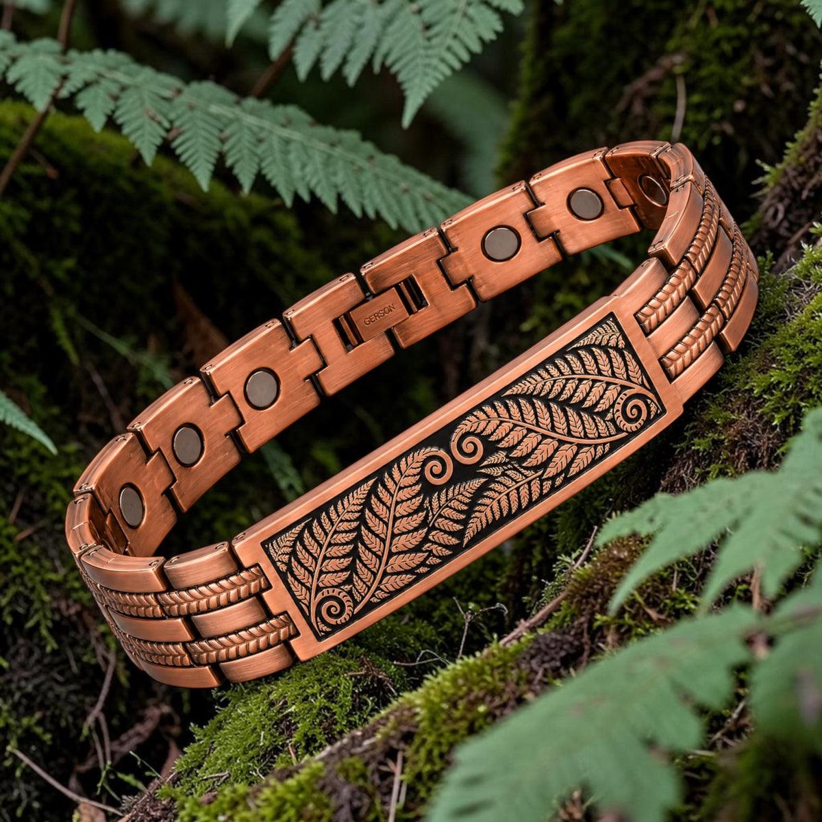 4CLM 100% Copper magnetic linked bracelet 'FERN'