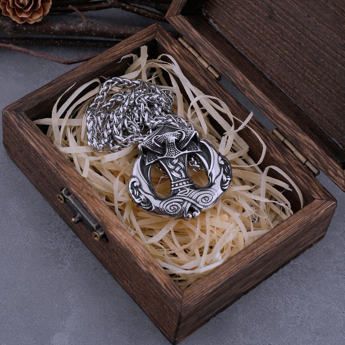 Viking Thors hammer ravens pendant