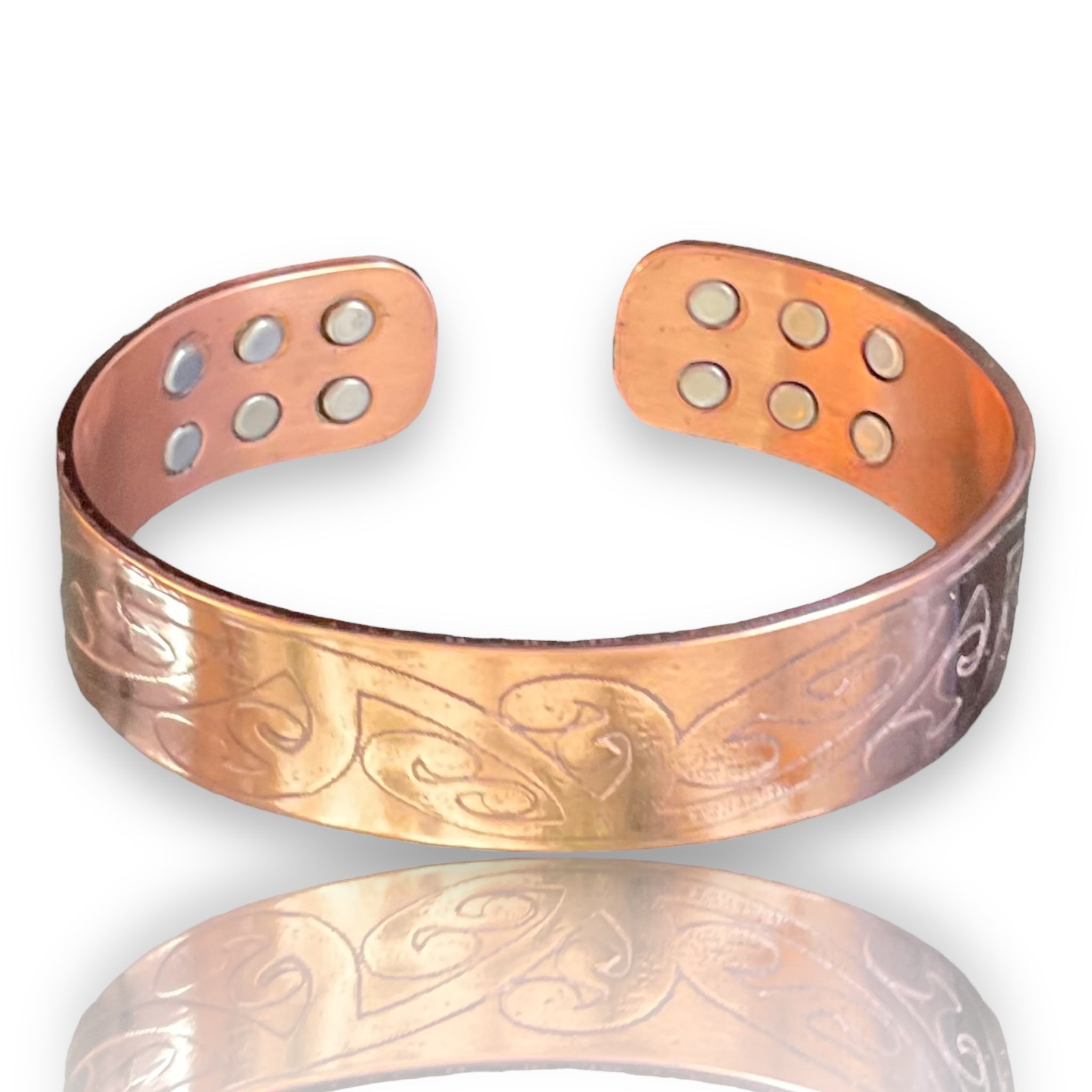 Solid Copper Magnetic Bracelet Ring Set Arthritis Men Women Cuff Ring Set  Flower | eBay