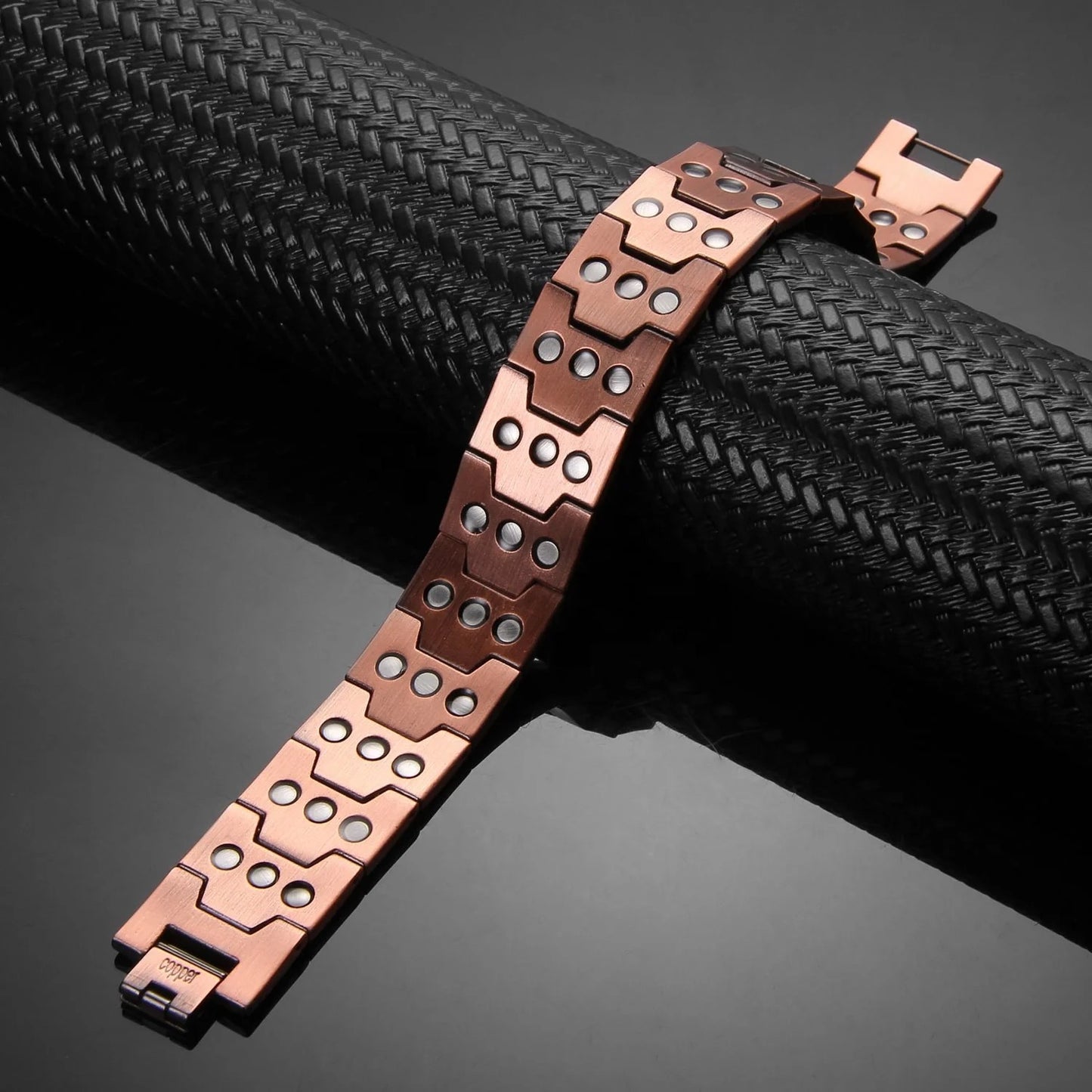 CLM001 100% Solid Pure Copper Magnetic Bracelet Linked 48 mags 'Tire'