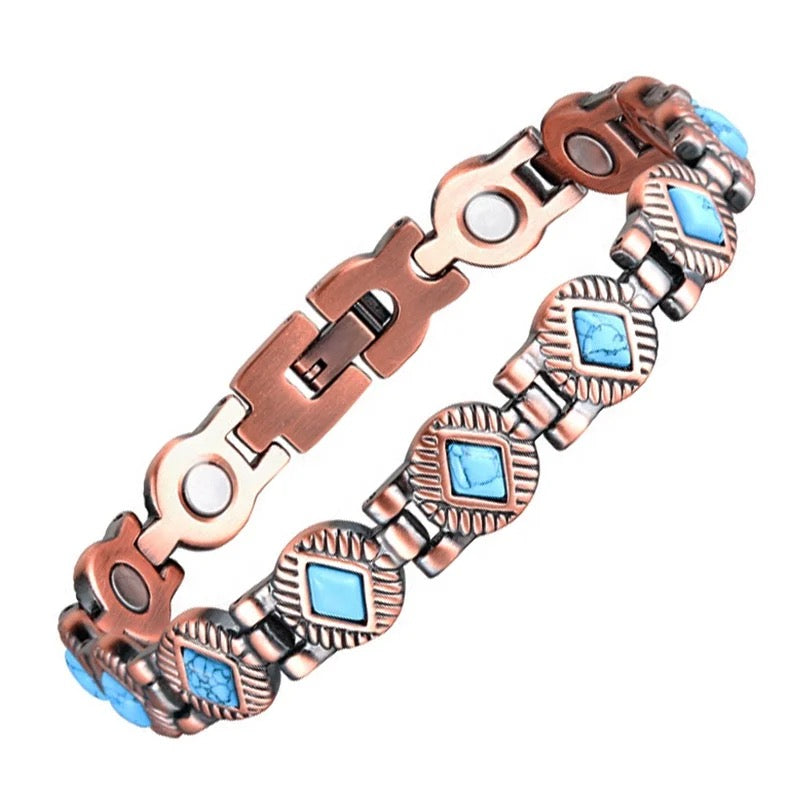 Magnetic Copper Link Bracelet - Oxidized Finish For Arthritis & Joint Pain Relief