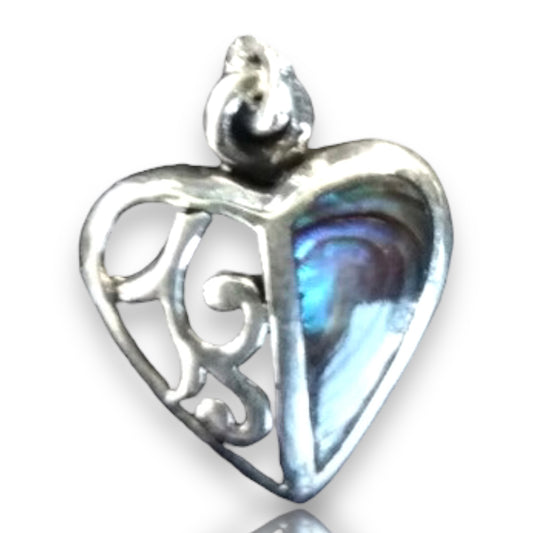 sterling silver paua charm heart