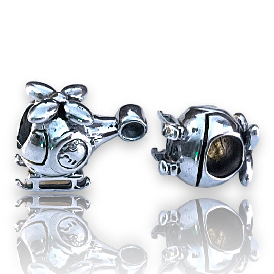 sterling silver charm bead helicopter
