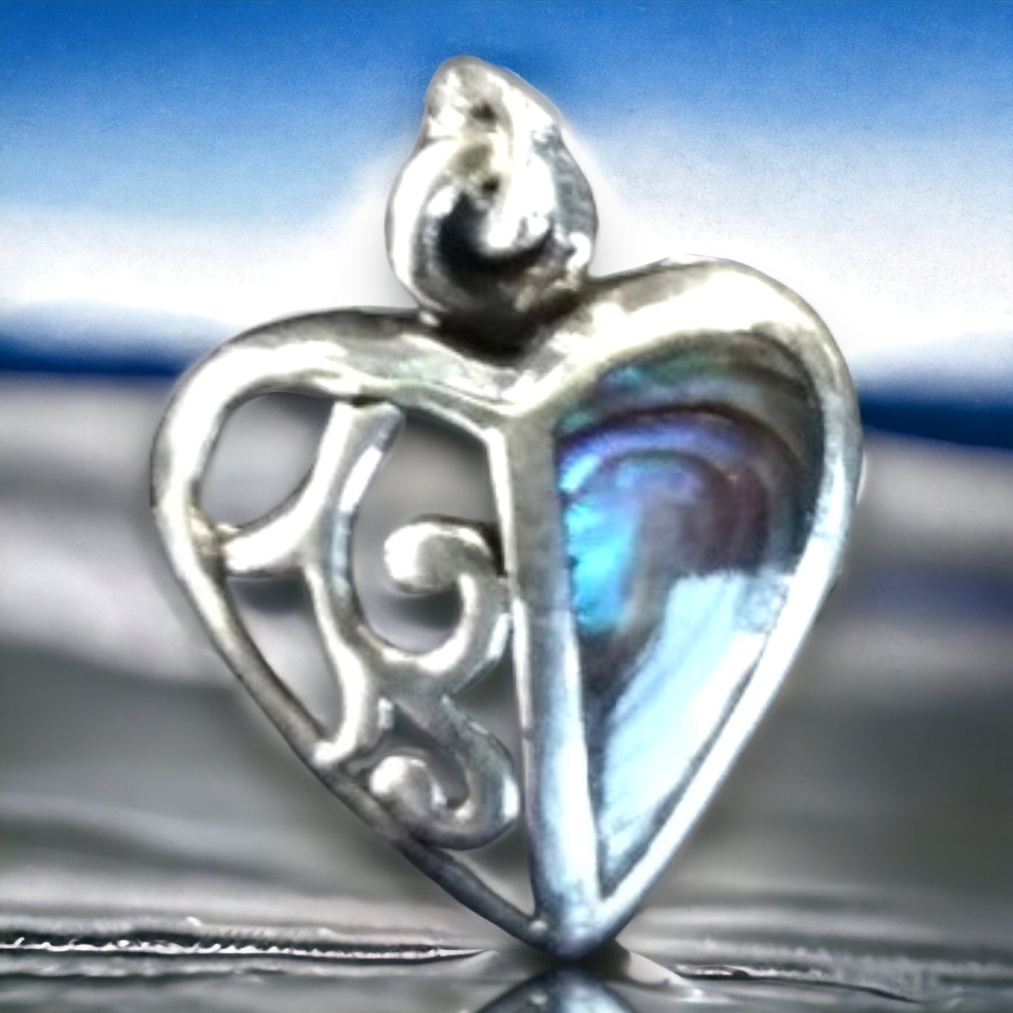 sterling silver paua charm heart