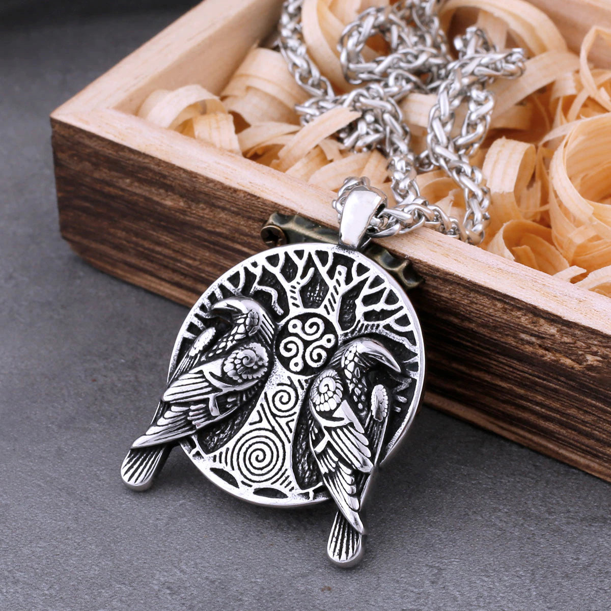viking raven pendant
