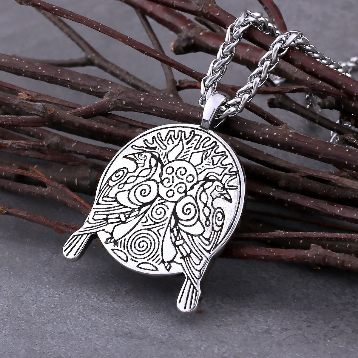 viking raven pendant