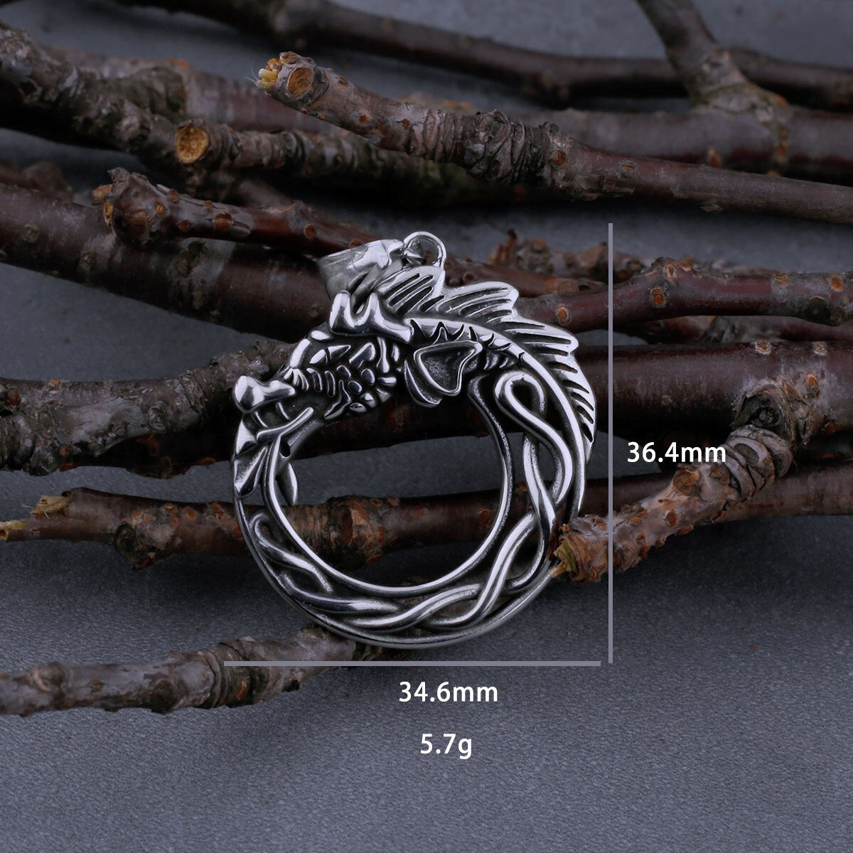 Viking dragon circle pendant 