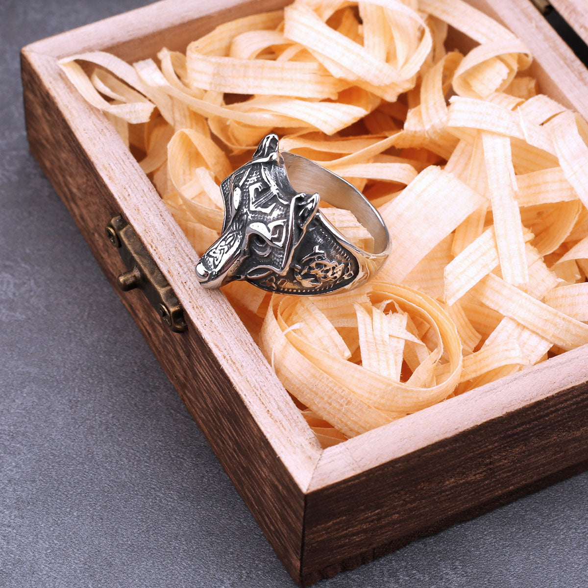 viking wolf symbol ring