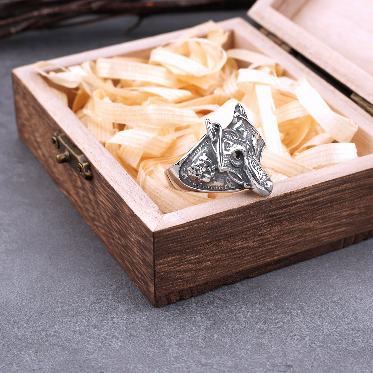 viking wolf symbol ring