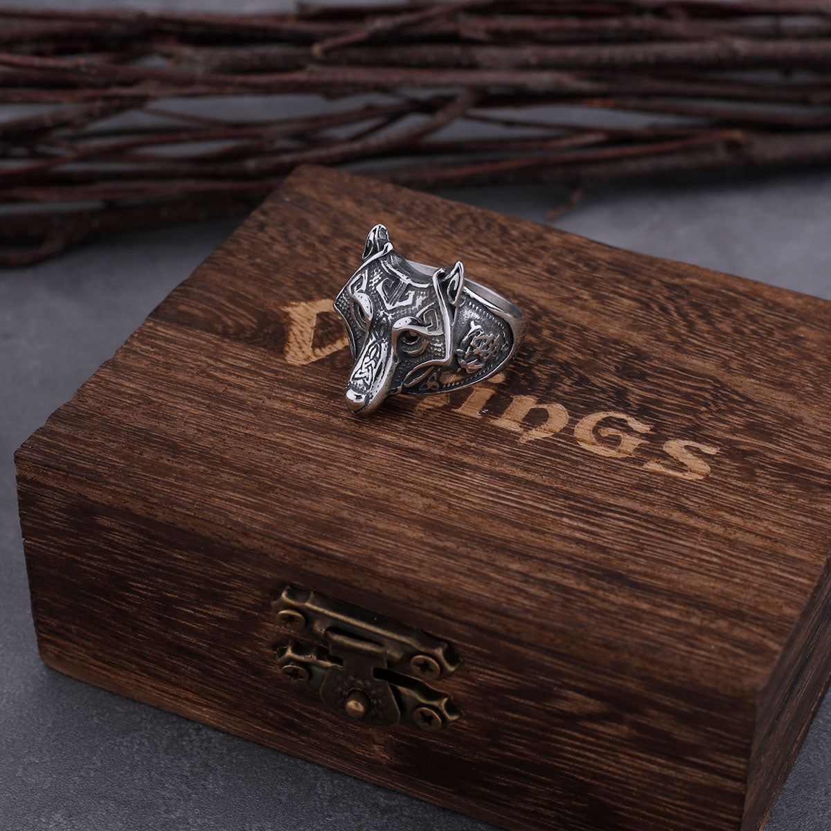 viking wolf symbol ring