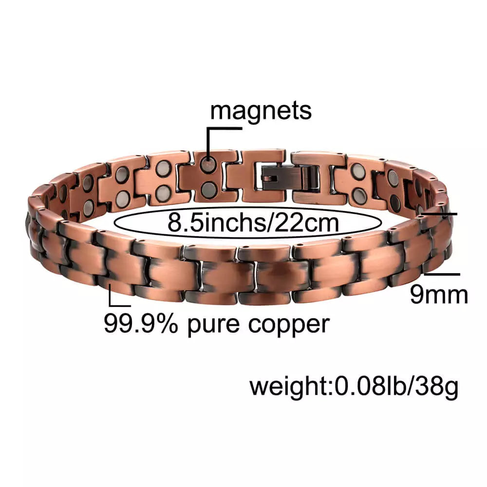 CLM316 100% Pure Copper Linked Magnetic Bracelet 215x9mm