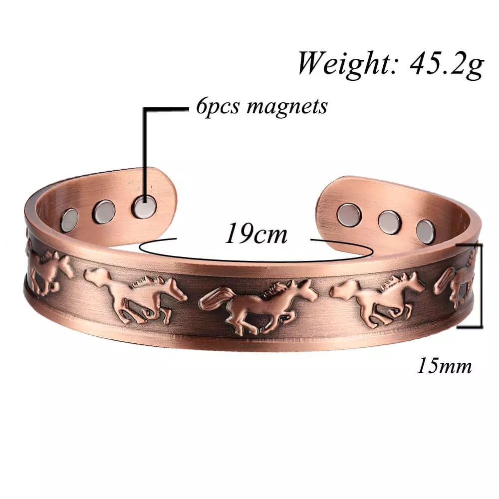 BC119-1 100% Pure Copper Magnetic Band 'Horses'