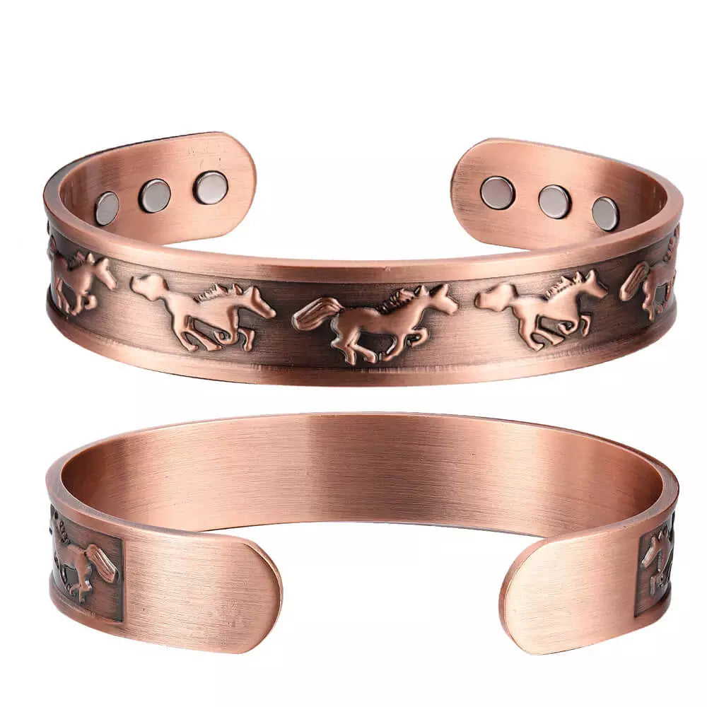 BC119-1 100% Pure Copper Magnetic Band 'Horses'