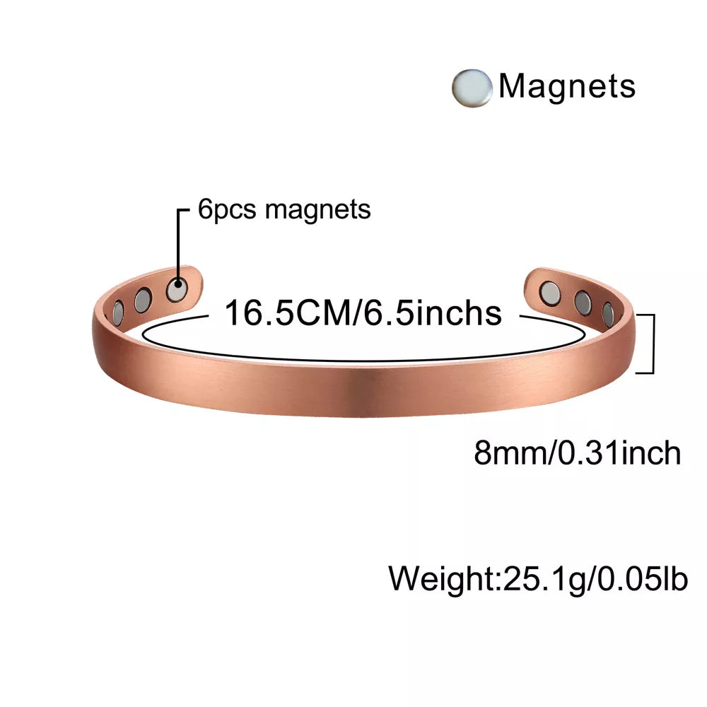 BC100-5 100% Pure Copper Magnetic Band '8 Magnets' Thin Curved