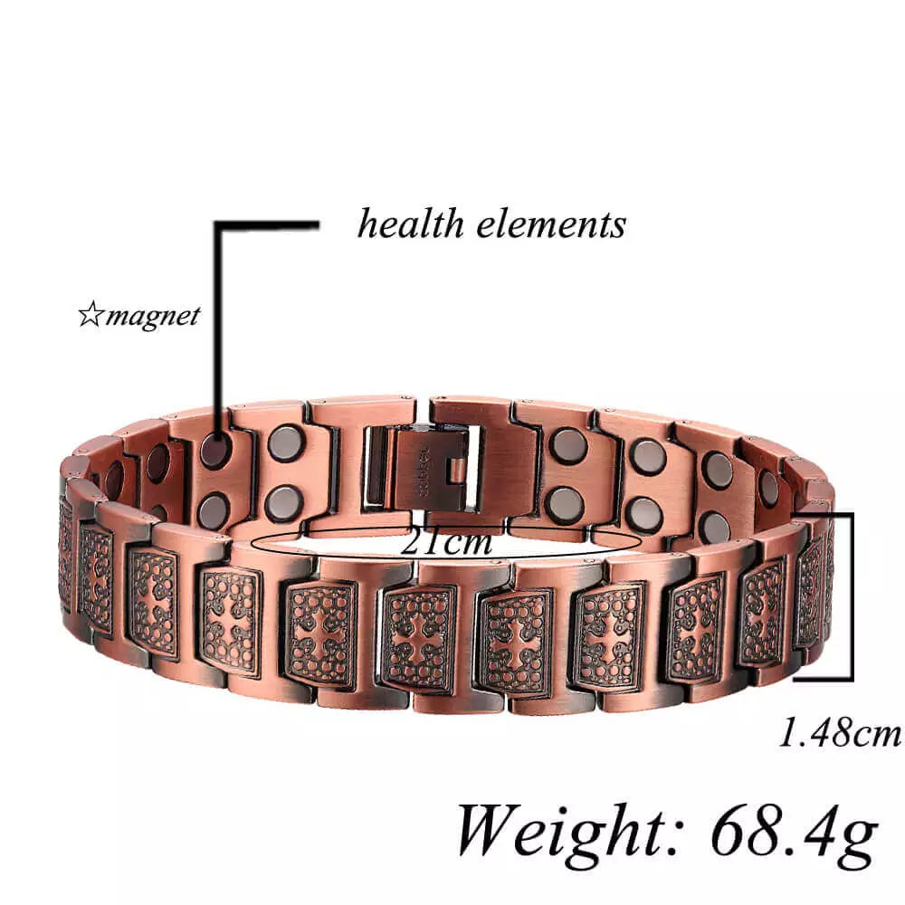 5ES15 100% Solid Pure Copper Magnetic Bracelet Linked
