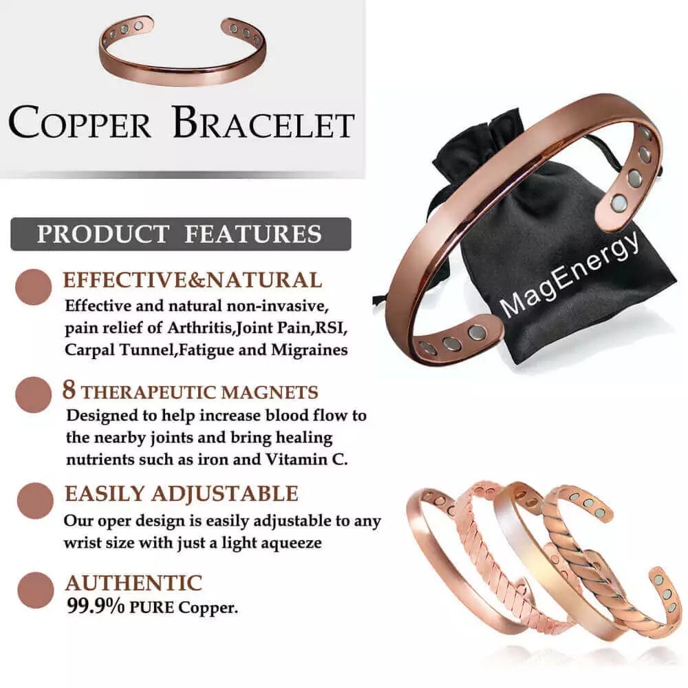 BC100-5 100% Pure Copper Magnetic Band '8 Magnets' Thin Curved