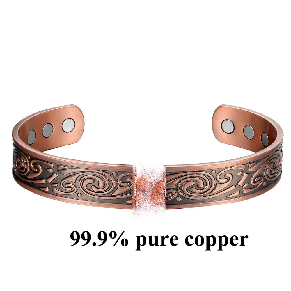 B14-1 100% Pure Copper Magnetic Band and Ring Set 'Koru '