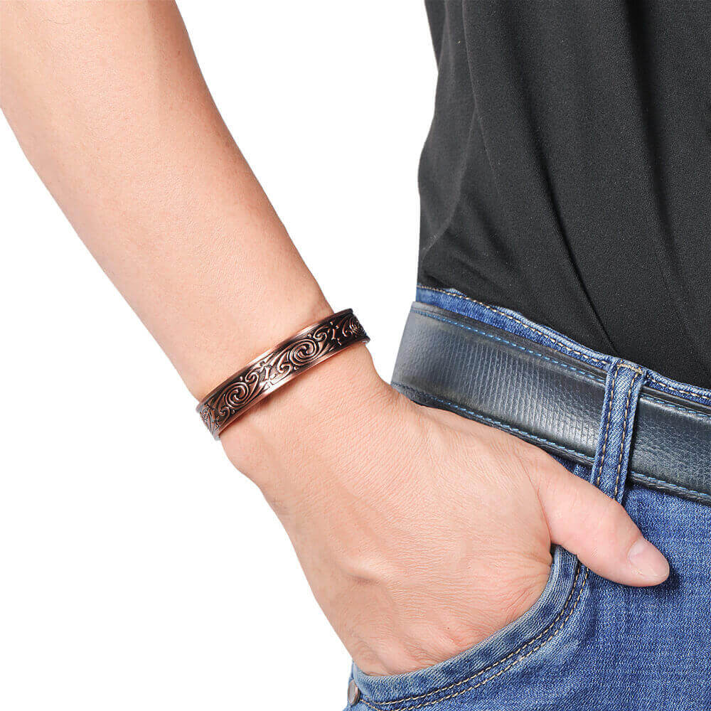 B14-1 100% Pure Copper Magnetic Band and Ring Set 'Koru '