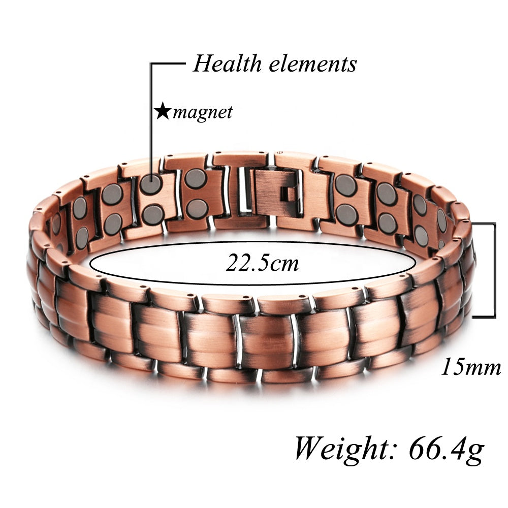 CLM312 100% Pure Copper Linked Magnetic Bracelet 220x15mm